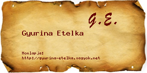 Gyurina Etelka névjegykártya